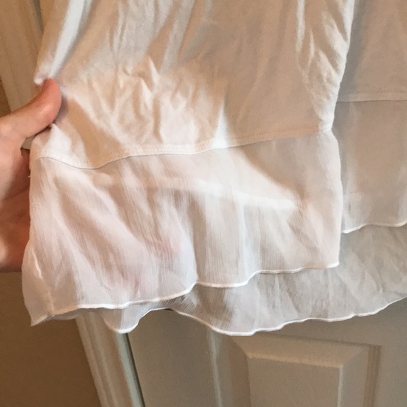 white tee, sheer at bottom - Picture 3 of 4